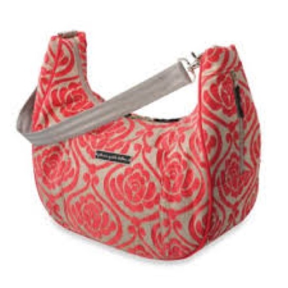 Petunia Pickle Bottom Handbags - Petunia Pickle Bottom Red and Gray Floral Hobo Bag